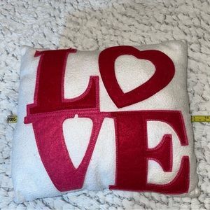 Love, white and red accent, decorative pillow lightweight